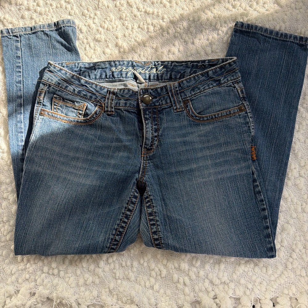 Vintage Aeropostale Women's Straight Leg Blue Jeans